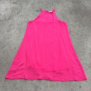 Meghan Los Angeles Halter Mini Tank Slip Dress Womens Medium Pink Lined Chiffon